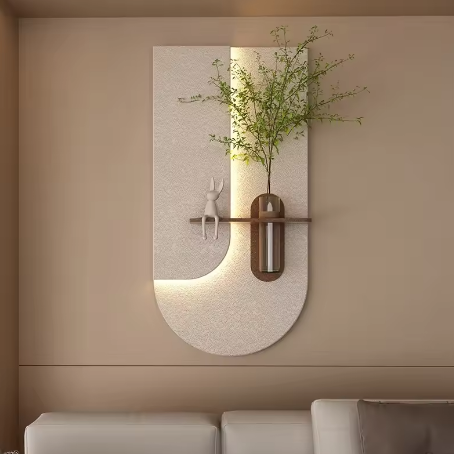 Entrance Decoration LED Wall Lamp Plant Modern Sandstone Hanging Painting