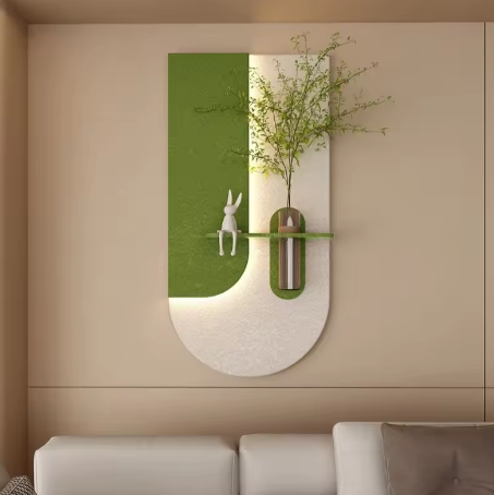 Entrance Decoration LED Wall Lamp Plant Modern Sandstone Hanging Painting