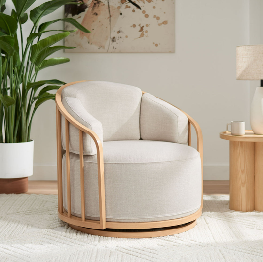 Lilian Swivel Birdcage Chair-Natural Pine Finish