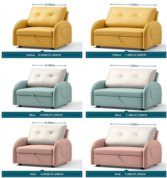 Balcony Sofa Sleeper Chair with Foldable Side Table and Pocket