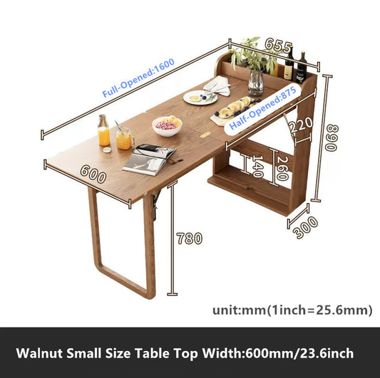 Solid Wood Folding Multifunctional Dining Table for Small Apartments