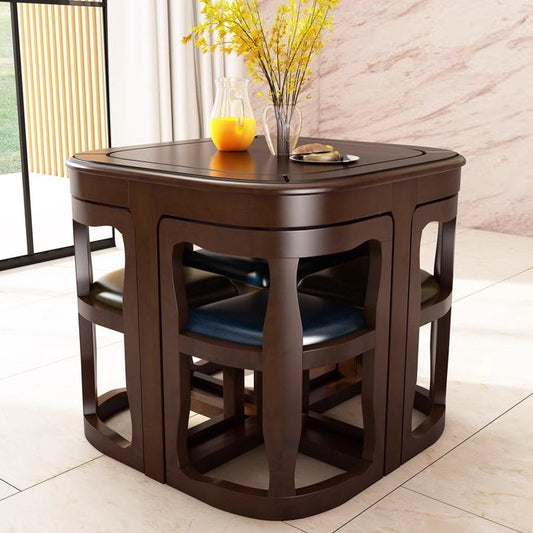 Solid Wood Nesting Modern Space-Saving Dining Table & Chair Set