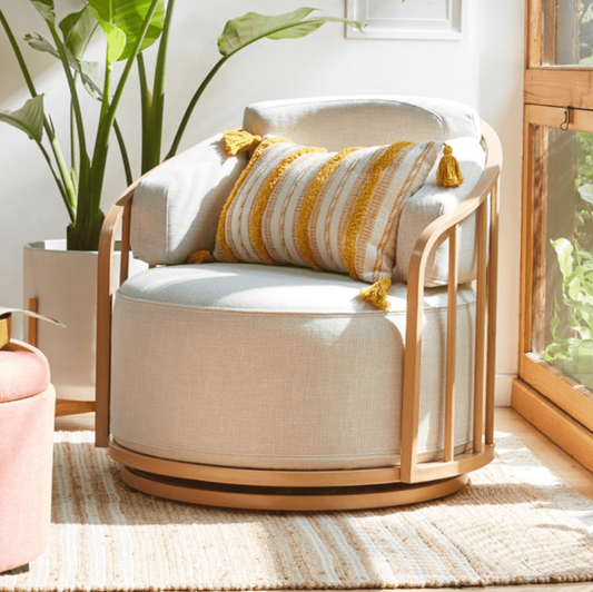 Lilian Swivel Birdcage Chair-Natural Pine Finish