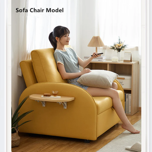 Balcony Sofa Sleeper Chair with Foldable Side Table and Pocket